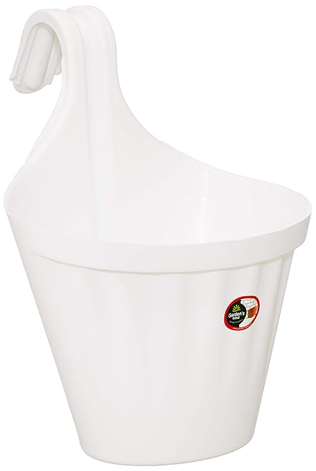 GARDENS NEED 100 Percent Virgin Plastic New ISmart Pot | Set of 5 Hanging Planter, (25cm x 21cm x 28cm, White)