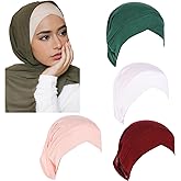Cntqiang 4 Pieces Muslim Inner Hijab Cap for Women Cross Turban Underscarf Undercap Bonnet Islamic Jersey Tube Caps