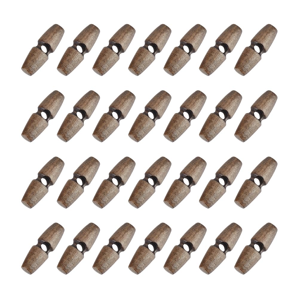 UNICRAFTALE 50Pcs 30mm Wooden Buttons Wooden Coat Horn Buttons 1-Hole Wood Toggle Buttons Wooden Vintage Coat Button for Sewing Clothing Accessories Handmade Ornament DIY Coffee