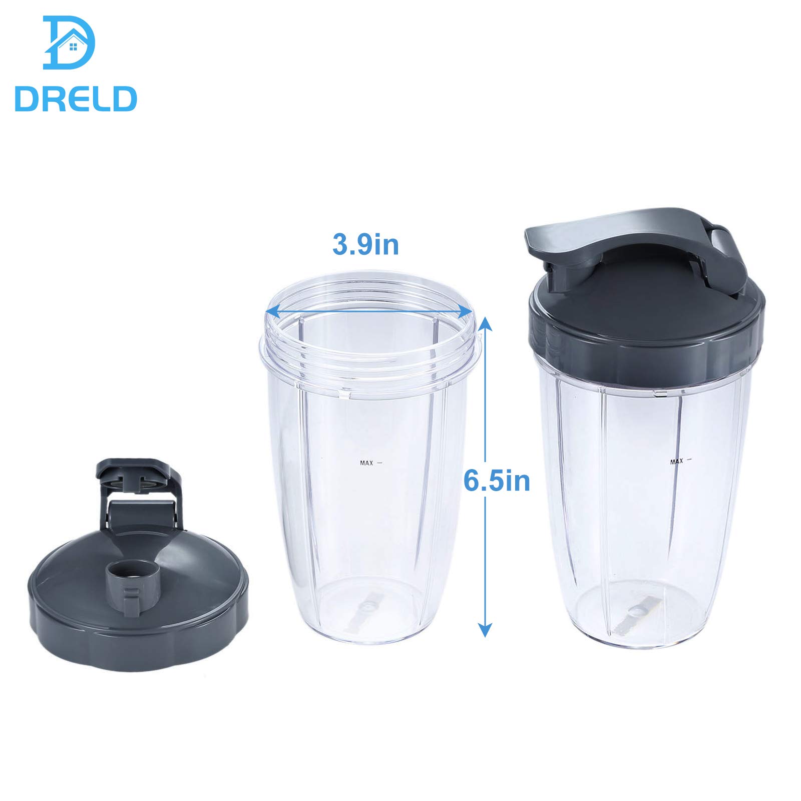 Blender Cup 24oz Cups with Flip Top To Go Lid, Compatible with Nutribullet 600W Pro 900W Blender Juicer (Pack of 2)