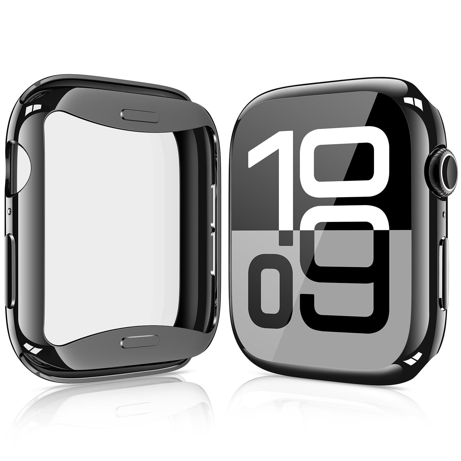 Photo 1 of [2 Pack] JULK 42mm Black Case with Screen Protector for New Apple Watch 11 (2025), Slim Guard Bumper, Full Coverage Soft TPU Protective Cover for iWatch Series 11/10 42mm (1 Black + 1 Transparent)