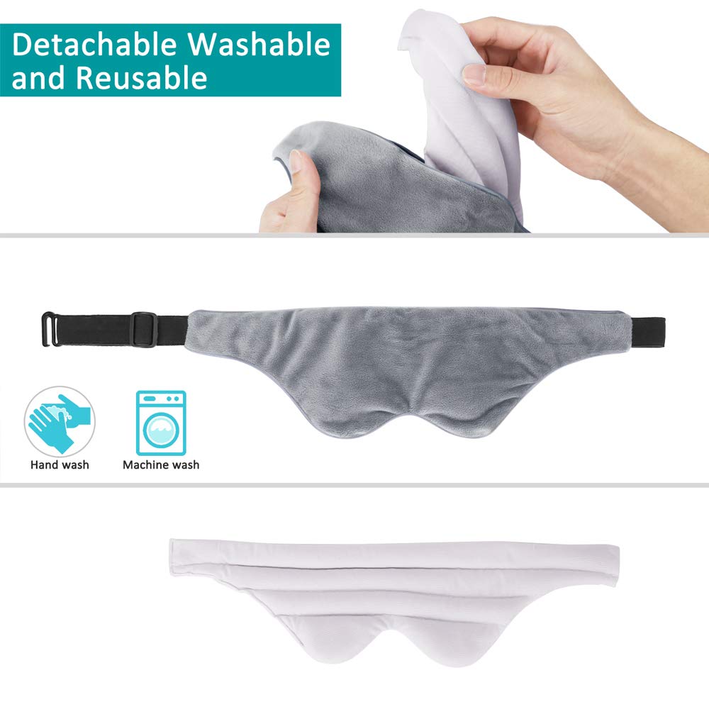 Weighted Eye Mask Pillow Adjustable Strap Blackout Eyeshade Luxury Plush Fabric Soft Breathable Cotton and Premium Glass Beads for Travel Nap