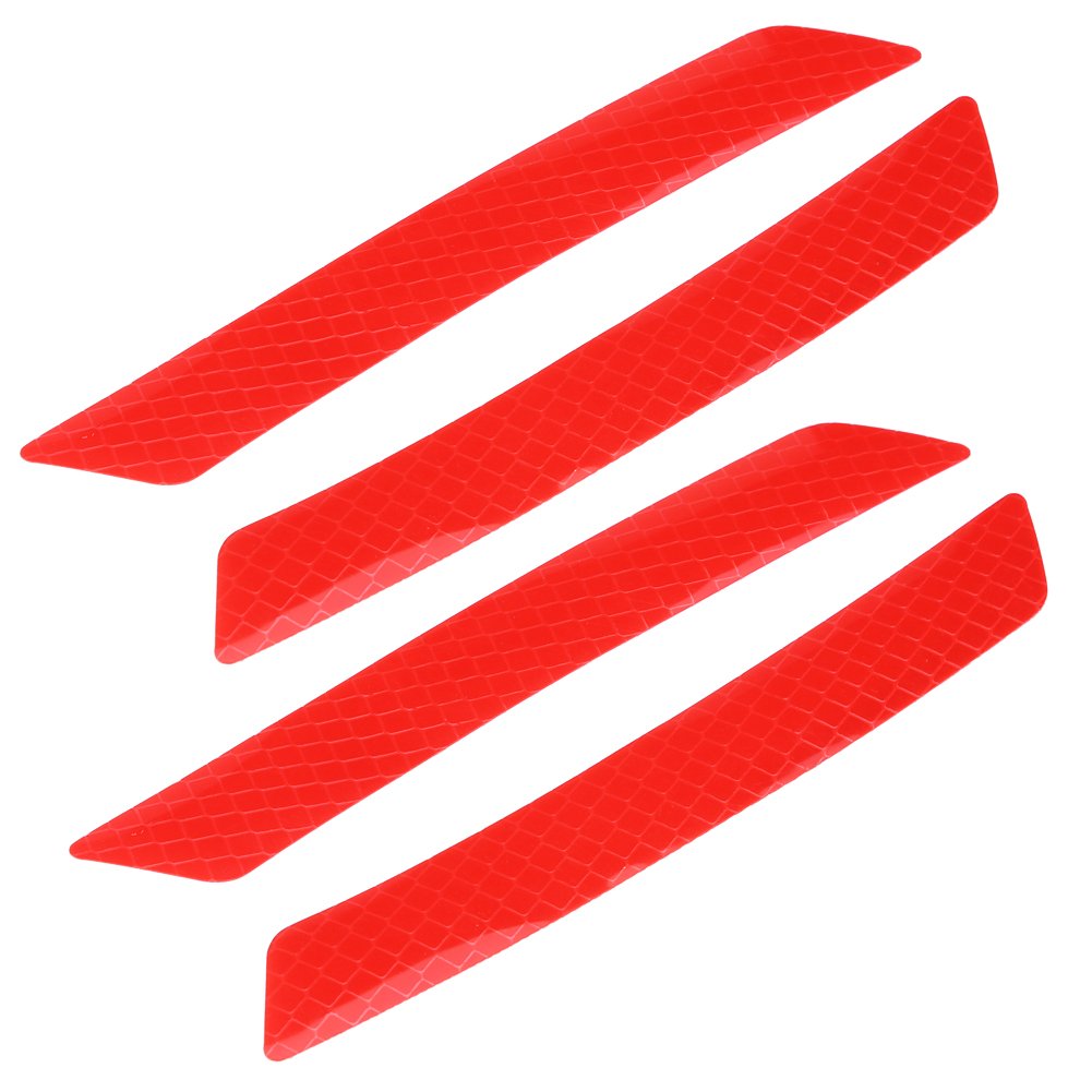 4pcs Car Reflective Stickers Auto Wheel Eyebrow Bumper Safety Decals Self Adhesive Safety Warning Caution Stickers(Red) Wheel Arches/fenders