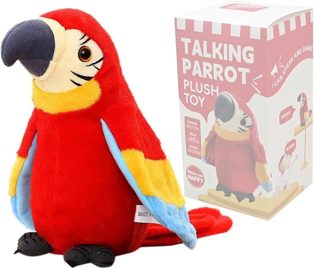 iEasey Talking Parrot Toy Mimics Speech Waving Wings Electronic Record Bird