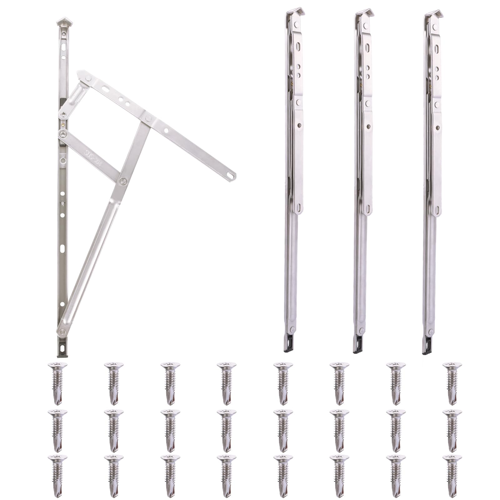 LDXDRU 4 Pack 40cm / 16 Inch Stainless Steel Window Hinges, 13mm 17mm Stack Window Friction Stay, Top Hung Side Hung Window Stays for Window Door