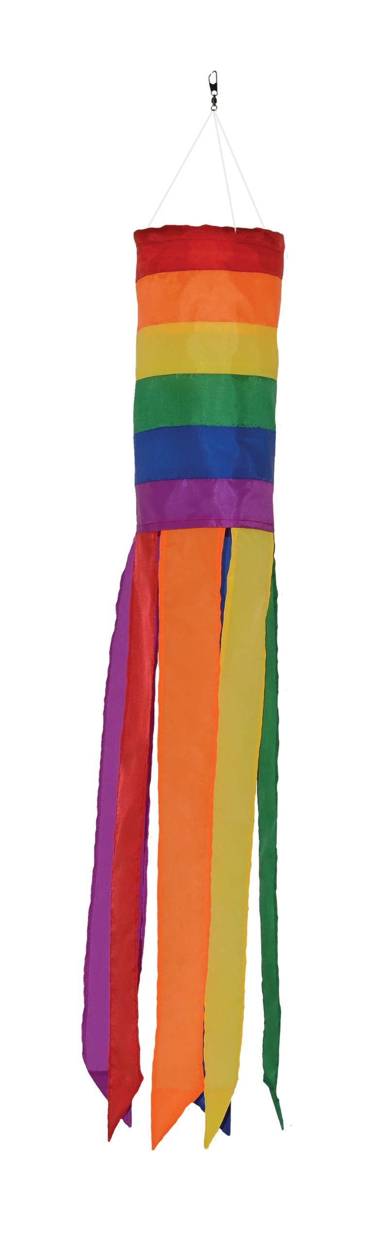 In the Breeze Rainbow Diagonal Sections - 50 Inch Windsock - Colorful Hanging Decoration - Red, Orange, Yellow, Green, Blue, Purple