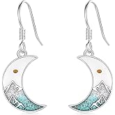 Suiknsn Mountain Earrings 925 Sterling Silver Turquoise Mustard Seed Dangle Drop Earrings Faith Jewelry Gifts for Women Girls