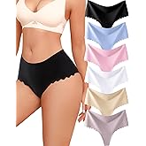 ALL OF SHE Thongs for Women High Waisted Seamless Underwear Ladies Wave Edge No Show Sexy Panties Thong Lingerie 6 Pack