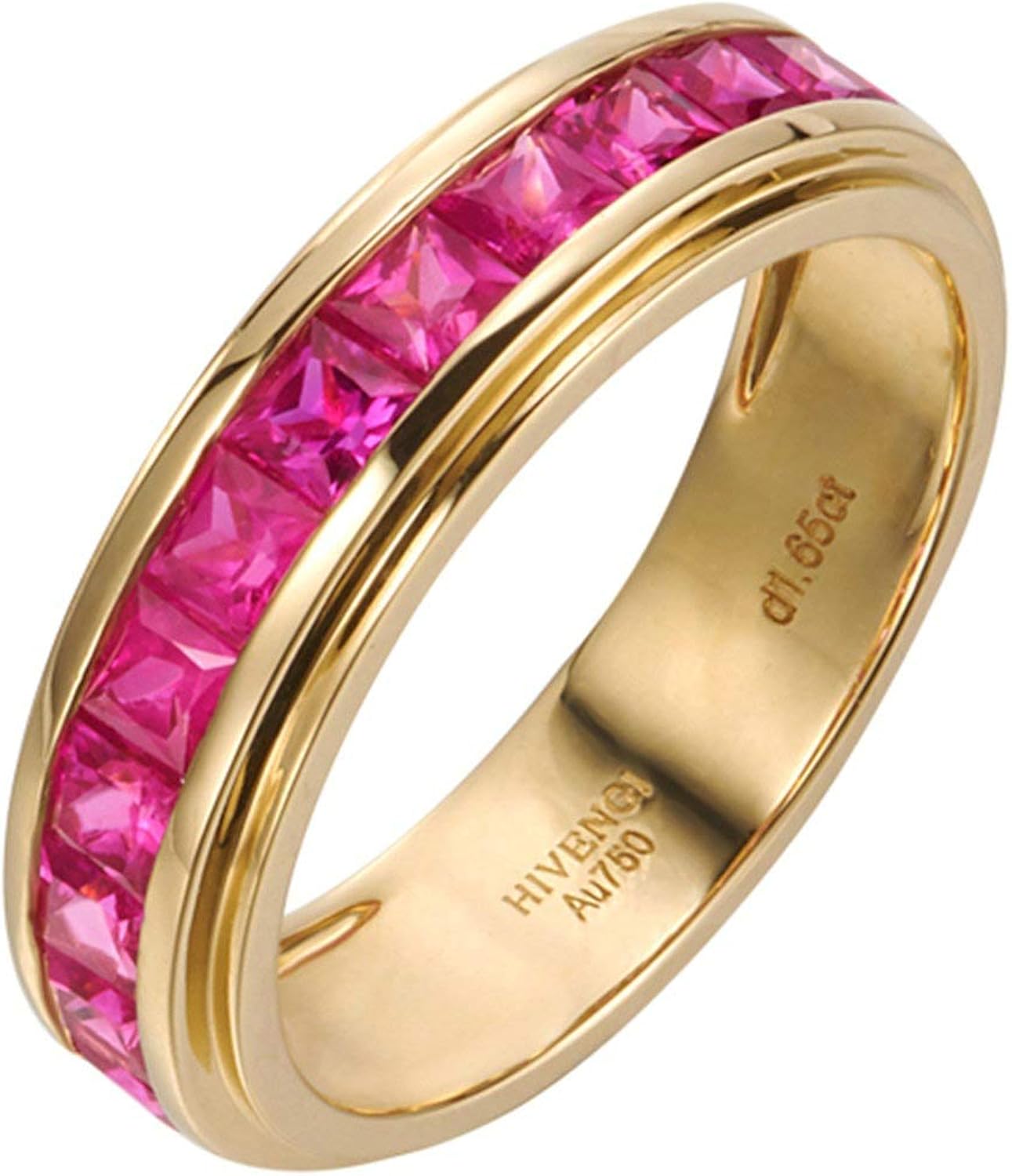 Aeici Anneaux Or 750/1000,Anneau de Tennis avec Rubis ...