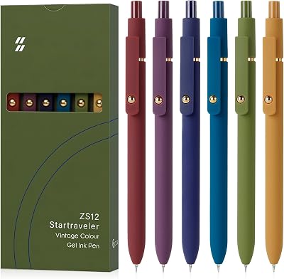 FIOVER Gel Pens 6 Pack 0.7mm Black Ink Smooth Writing Journal Office School