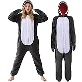 Animal Onesie Adult Funny Pajamas Flannel Hoodie One-Piece Costume Christmas Halloween Cosplay Sleepwear for Women Men