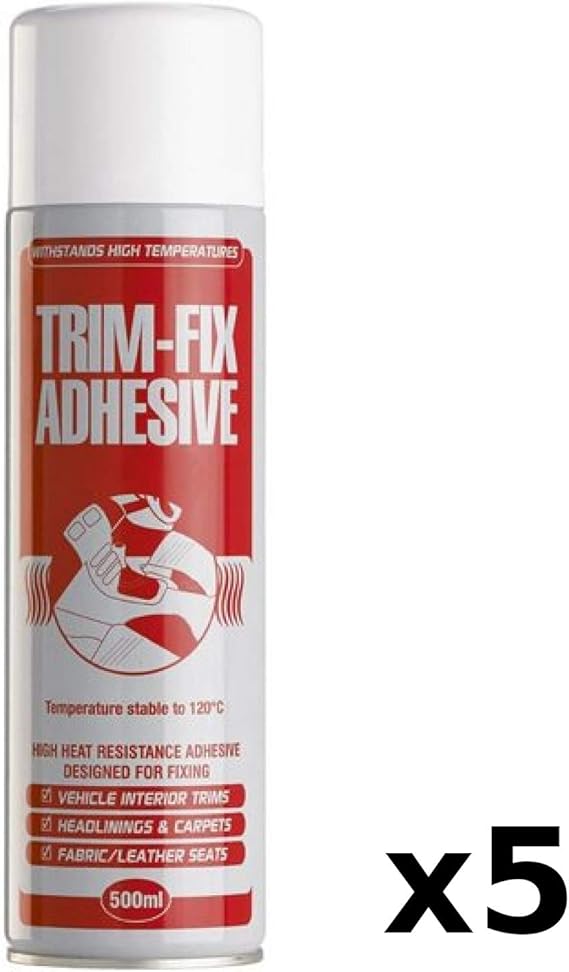 5 x 500ml Trimfix Adhesive High Temperature 140 Degree Spray Glue For