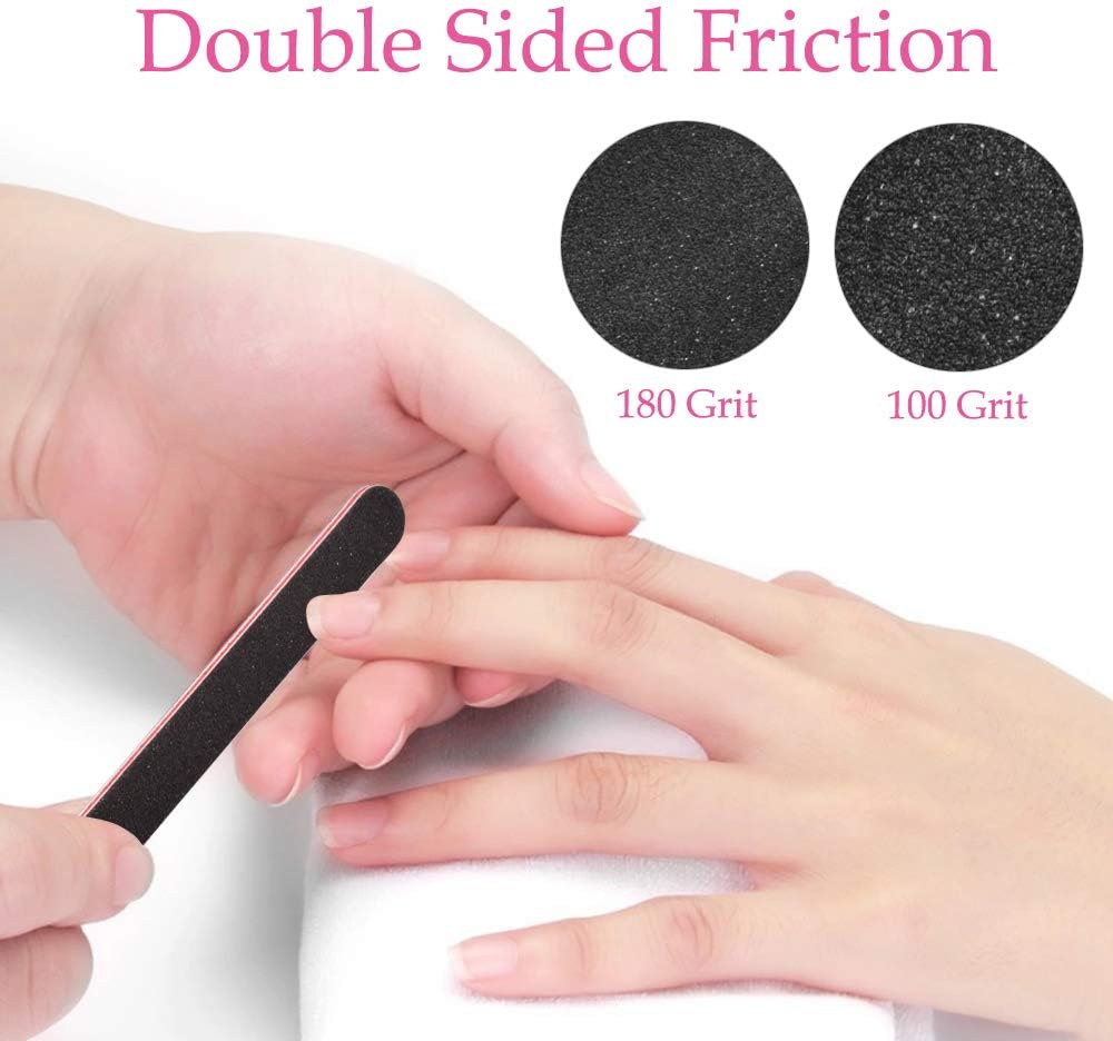12 Pcs Nail Files and Buffers Set,4 Shapes Professional Nail Files Block 100 180 Grit Double Sided Emery Board Manicure Set for Trimming Grinding Polishing Shining Manicure Tools - Image 5