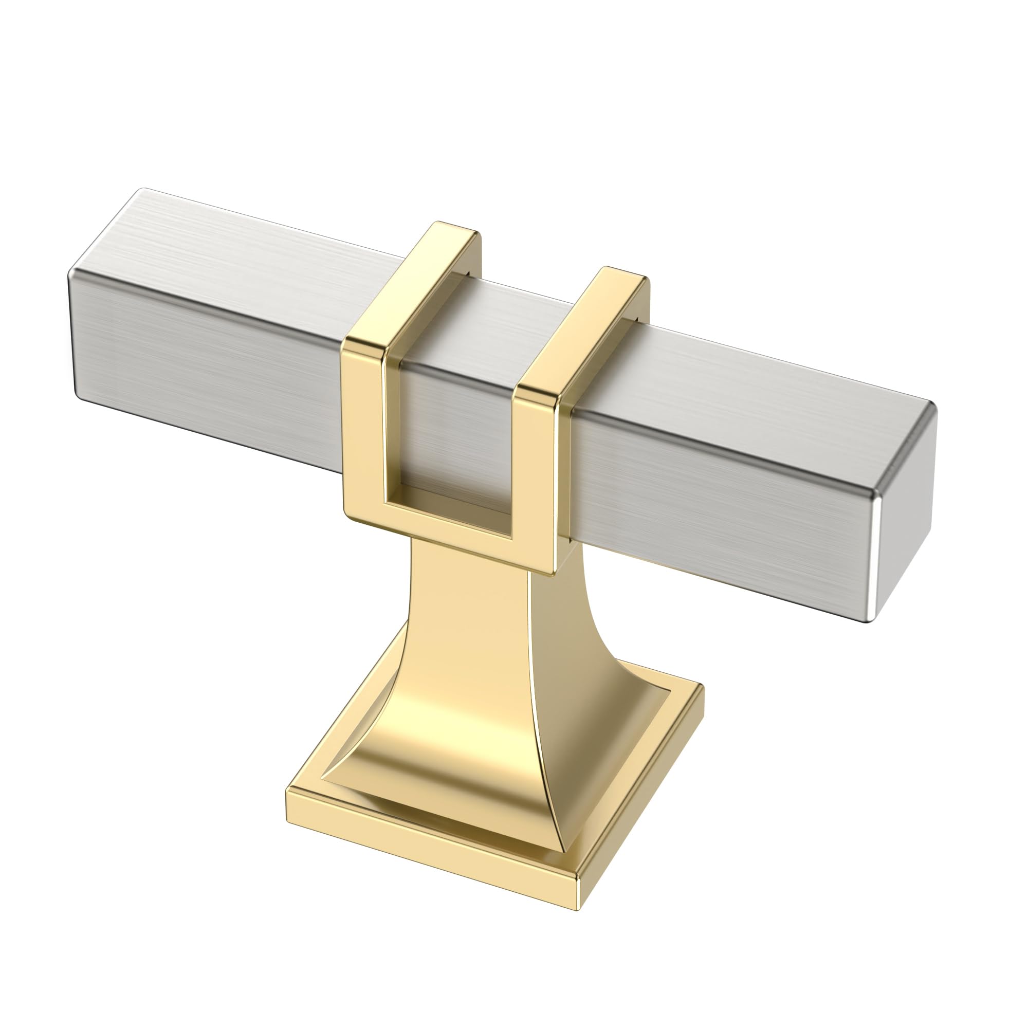 Photo 1 of Alzassbg 10 Pack Satin Nickel and Gold Cabinet Knobs, 2 Inch(51mm) Diameter Cabinet Hardware Square T Bar Knobs for Cupboard and Drawers AL6094KGP-BSN