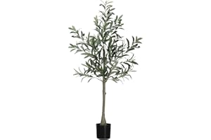 FAGIGY Artificial Olive Tree,4FT Tall Modern Large Fake Plant Decor,Faux Olive Tree with Natural Wood Trunk and Lifelike Fruits for Living Room,Entryway, Home Office Indoor Decor