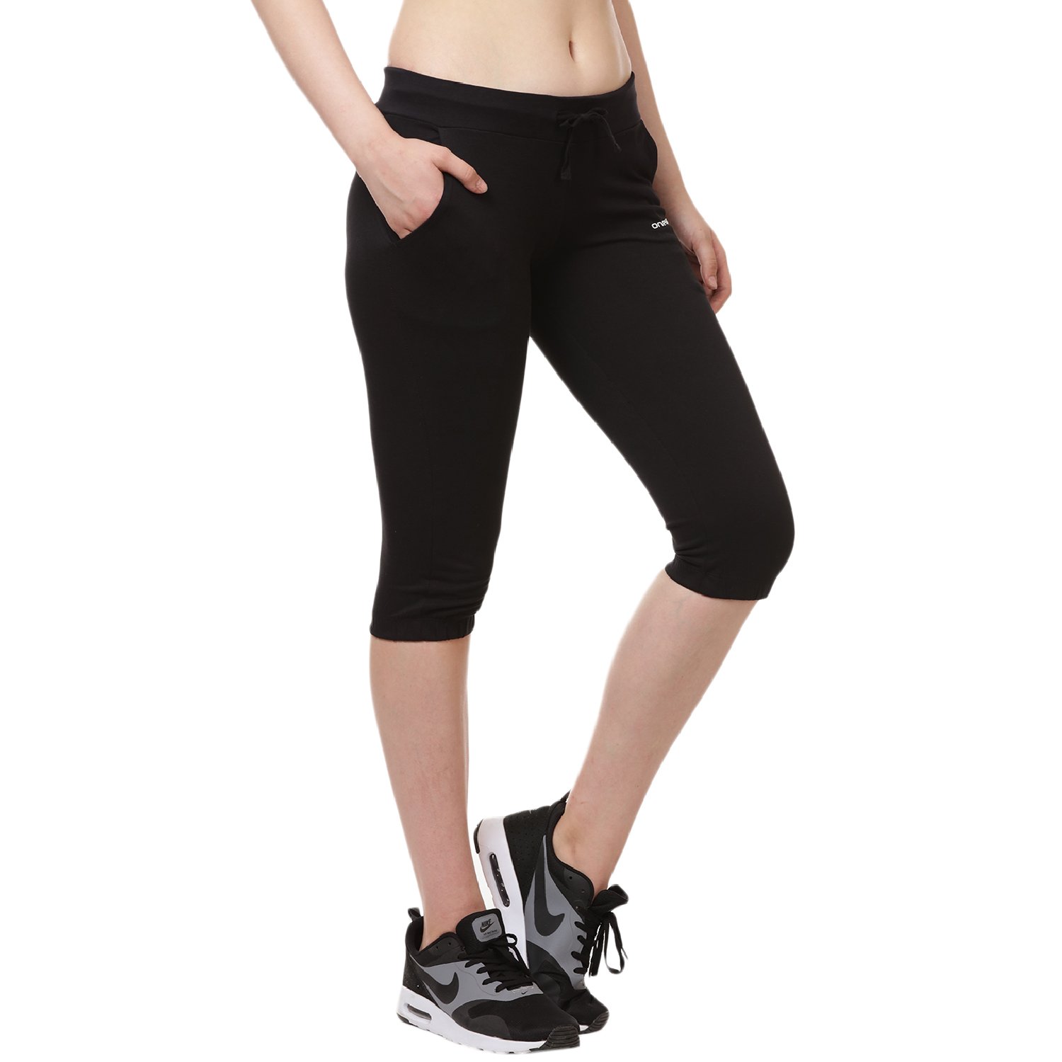 onesport black slim fit sports capri for women -onsp51blk- parent