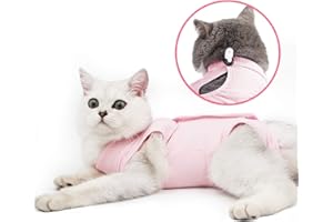 oUUoNNo Cat Wound Surgery Recovery Suit for Abdominal Wounds or Skin Diseases, After Surgery Wear, Pajama Suit, E-Collar Alternative for Cats (L, Pink)