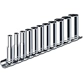 1/4" Drive Deep Socket Set, 11PCS Metric Size Socket Set (4mm-14mm), 6-Point Design, Equipped with Storage Holder, Chrome Van