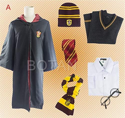 Amazon Botan コスプレ衣装 ハロウィン 七点セット ハリー ポッター Harry Potter グリフィンドールハリーポッターローブ レイブンクロー ハッフルパフ スリザリン コスチューム 仮装 Cosplay 仮装 二次会 イベント パーティー M A コスプレ 仮装 通販