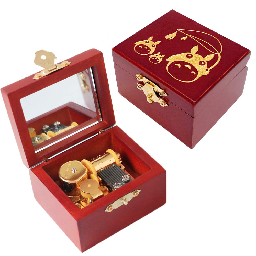 Youtang Music box Carved Wood Musical Box Wind Up Mechanism Mucial Gift for Christmas,Birthday,Valentine's Day (My Neighbor T, gold)