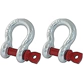 HARSKIYER 2 Pcs 3/8 Inch D Ring Shackles, 1 Ton (2204 Lbs) Working Load Limit Galvanized Heavy Duty Screw Pin Shackle for Tow Strap, Winch, Traction Steel Wire and Vehicle Recovery