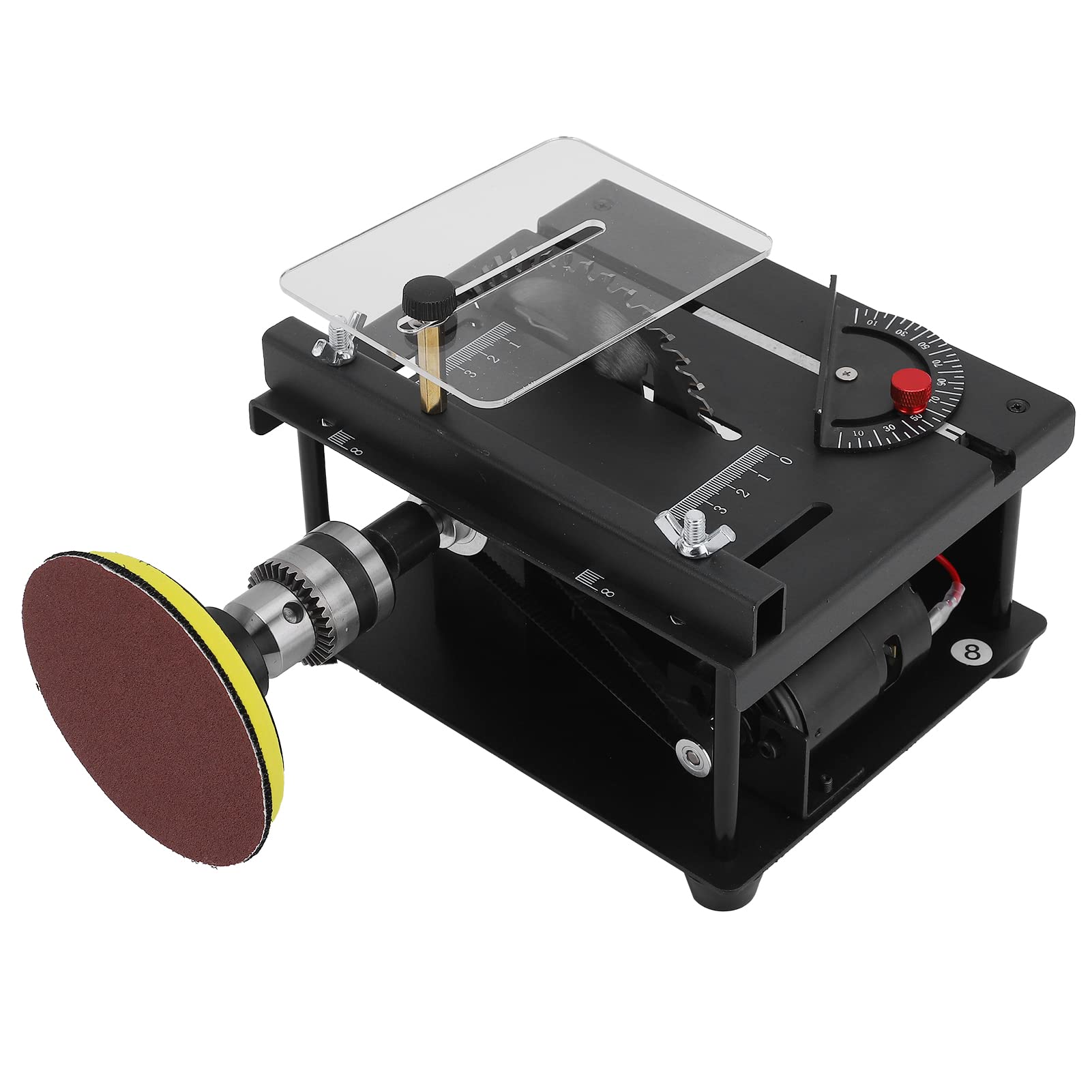 Photo 1 of Table Saw, Multi-Functional Mini Table Saws Electric Desktop Saws DIY Wood Working Cutting Tool for DIY Handmade Wooden Model Crafts Woodworking Plastic Cutting(black)