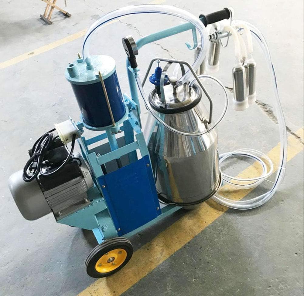 TECHTONGDA Piston Cow and Goat Milker Electric Milking Machine with Regulator and Stainless Steel Bucket