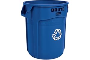 Rubbermaid Commercial Products BRUTE Heavy-Duty Round Trash/Garbage Can, 20-Gallon, Blue, Outdoor Waste Container for Landscapers/Construction/Restaurants/Back of House/Offices/Warehouses