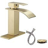 RUITHOE Gold Bathroom Faucet, Waterfall Bathroom