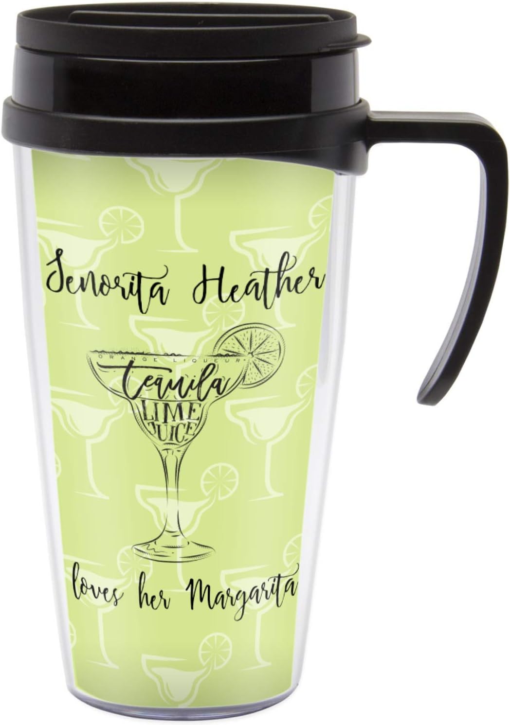 Amazon Com Margarita Lover Acrylic Travel Mug With Handle Personalized Kitchen Dining