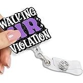 Pishovi Walking Violation HR Resource Retractable Black Badge Reel with Glitter, Funny HR Badge Holder for HR Office Worker Coworker, Human Resource Gift for Office Worker Office Crew