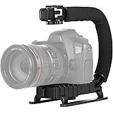 PULUZ Video Action Handheld Stabilizer, U/C Shape Video Action Stabilizing Handle Grip with Cold-Shoe Mount for All Camera Action Camera Camcorder and Smartphones