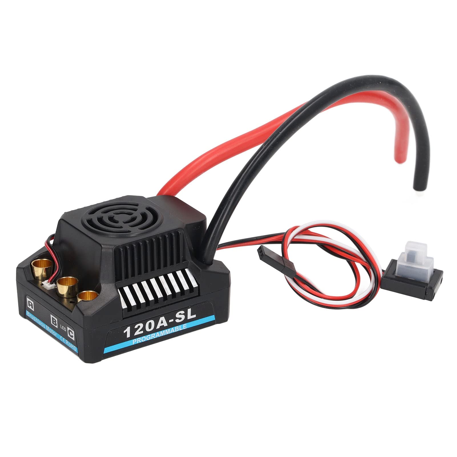 Fockety Brushless ESC, 120A 2-4S Waterproof Electric Speed Controller Compatible with Sensorless Brushless Motors, Professional Brushless Motor Replacement Speed Controller for 1/8 RC Cars