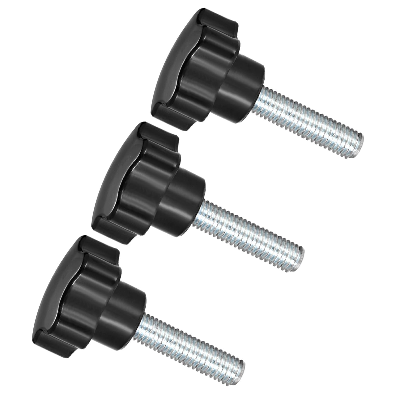 CoCud Star Clamping Knobs, M10 x 50mm Male Thread 38mm Head, Plastic Thumb Screw Grip Hand Knobs Threaded Bolt Black - (Applications: for Lathe Machinery), 3-Pieces