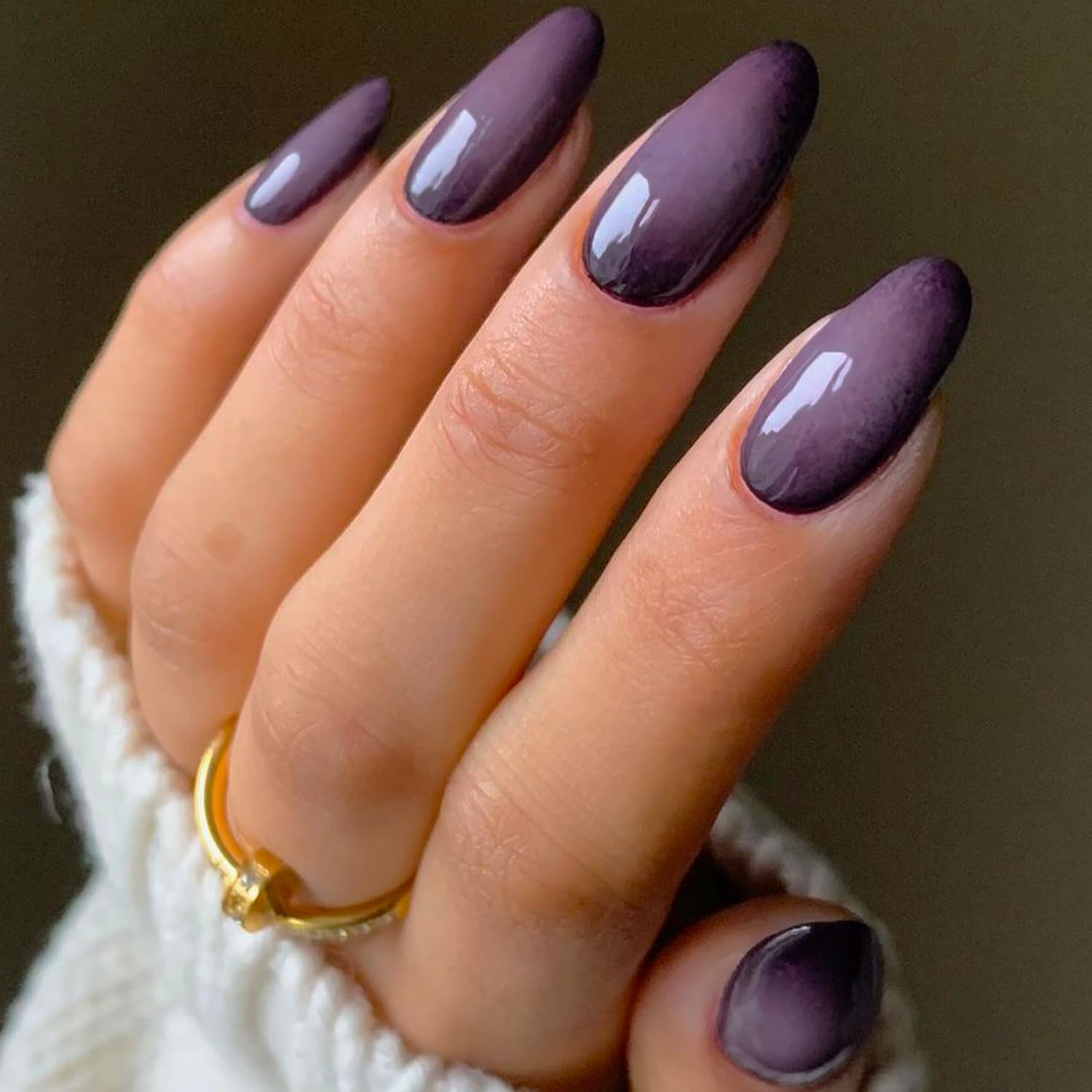 GLAMERMAID Black Pink Ombre Press on Nails Medium Almond, Purple Aurora Fake Crush Nails, Stiletto Fake Nails, Short Oval Stick Glue on Nails Tips for Women, Reusable Acrylic False Nail Kits - Image 3