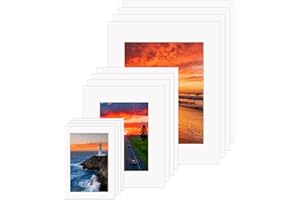 ZBEIVAN 12 Sets White Picture Mats with Core Bevel Cut Frame Mattes for Pictures (5x7, 8x10, 11x14 Inches)