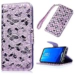Galaxy S8 Wallet Case, YOKIRIN Luxury Shiny Bling 3D Relief Holographic Butterfly PU Leather Flip Folio Cover with Wrist Strap Kickstand Card Holders Cash Slots Protective Skin for Samsung Galaxy S8