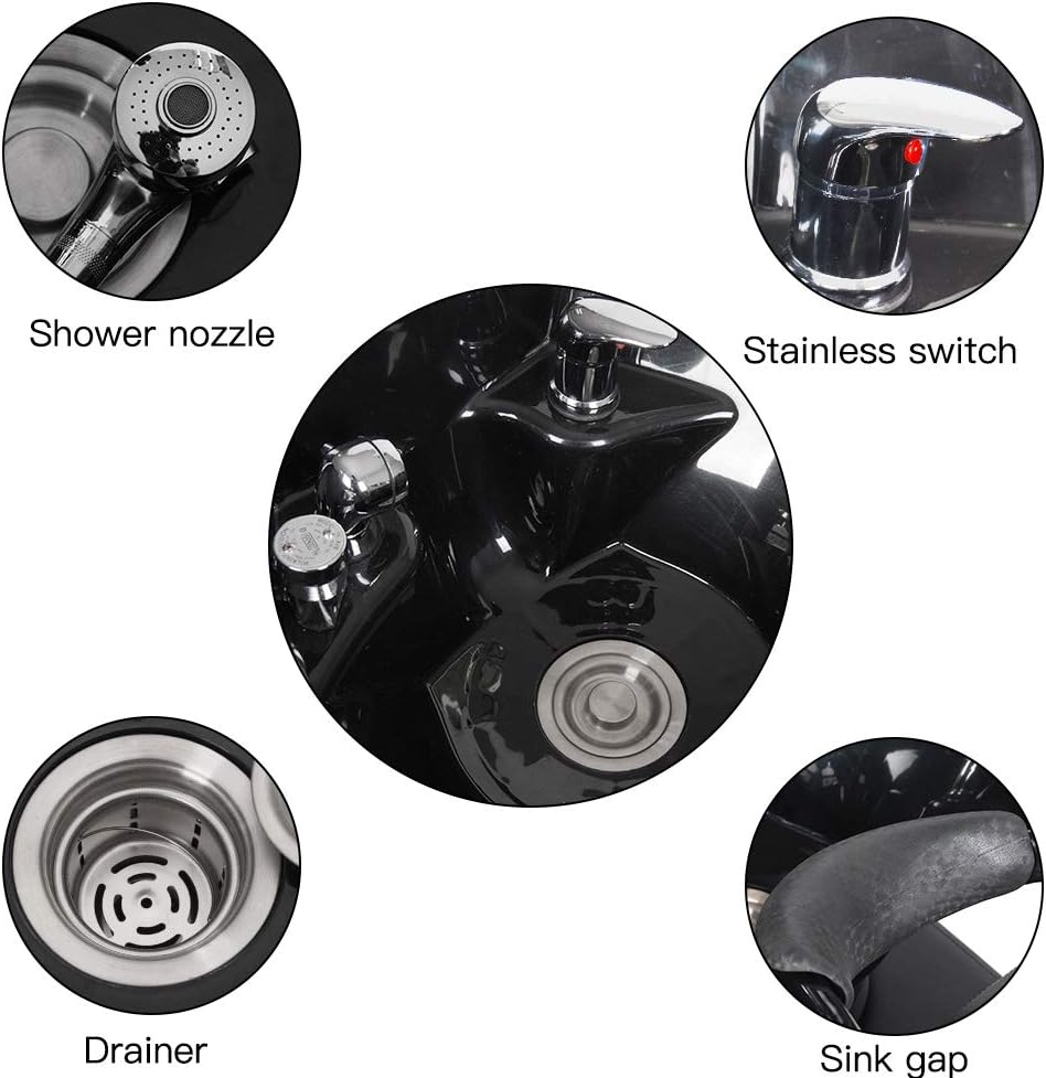 Polar Aurora Adjustable Shampoo Barber Backwash Chair Salon&Spa Barber Chair ABS Plastic Bowl Sink Unit Station Beauty Spa Salon Equipment: Kitchen & Dining