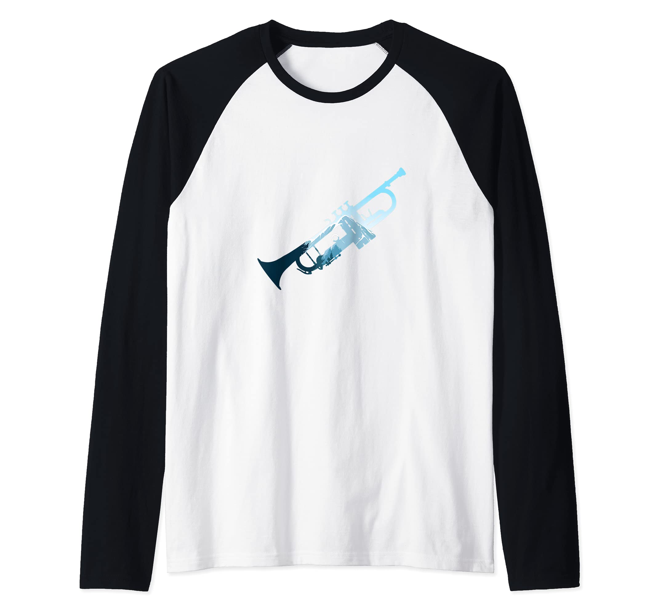 Landscape Trumpet Instrument Gift For Trumpeter Raglan Baseball Tee