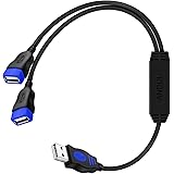 USB Splitter, Andul USB 2.0 Y Splitter Charger Cable 1 Male to 2 Female Power Cord Extension Hub Adapter for Car / Laptop / L