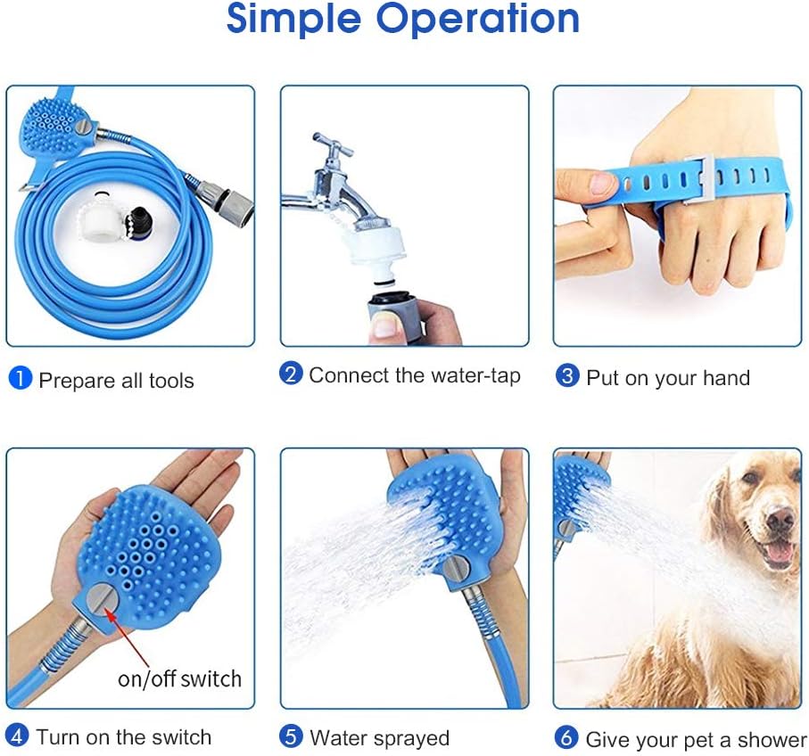 EDUPLINK Pet Bathing Dog Shower Sprayer & Scrubber in-One Dog Shower Wand with Hose Dog Sink Sprayer Dog Cat Horse Grooming Massage Shower Bath Tub & Outdoor Garden Hose