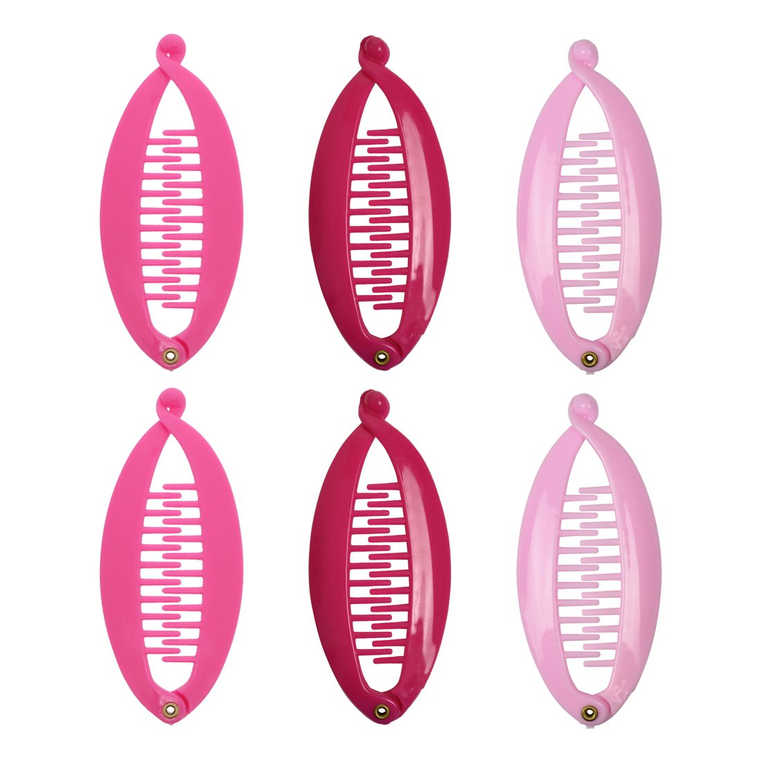 Motique Accessories Set of 6 Mini Banana Clips - Three Pinks