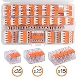 Lever Nuts, Wire Connector Assortment Pack Compact Splicing Connector Lever Nut Kit for Electrical Wires Solid Stranded Flexible Wires A221-412 A221-413 A221-415 2 Conductor, 3 Conductor, 5 Conductor