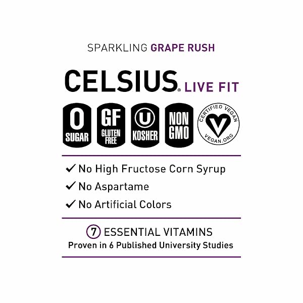 CELSIUS RTD SPARKLING GRAPE RUSH, 12 OUNCE