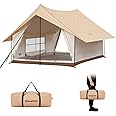 KingCamp Canvas Cabin Tent with Large Windows, Waterproof & Breathable 4 Season Tents, Easy Setup Glamping Tent with Carry Bag, for Camping, Picnic