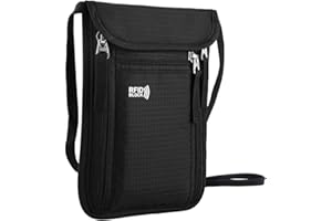 KEAFOLS Travel Pouch Neck Wallet RFID Blocking Passport Holder Organizer Case with Hindden Pocket for Men or Women