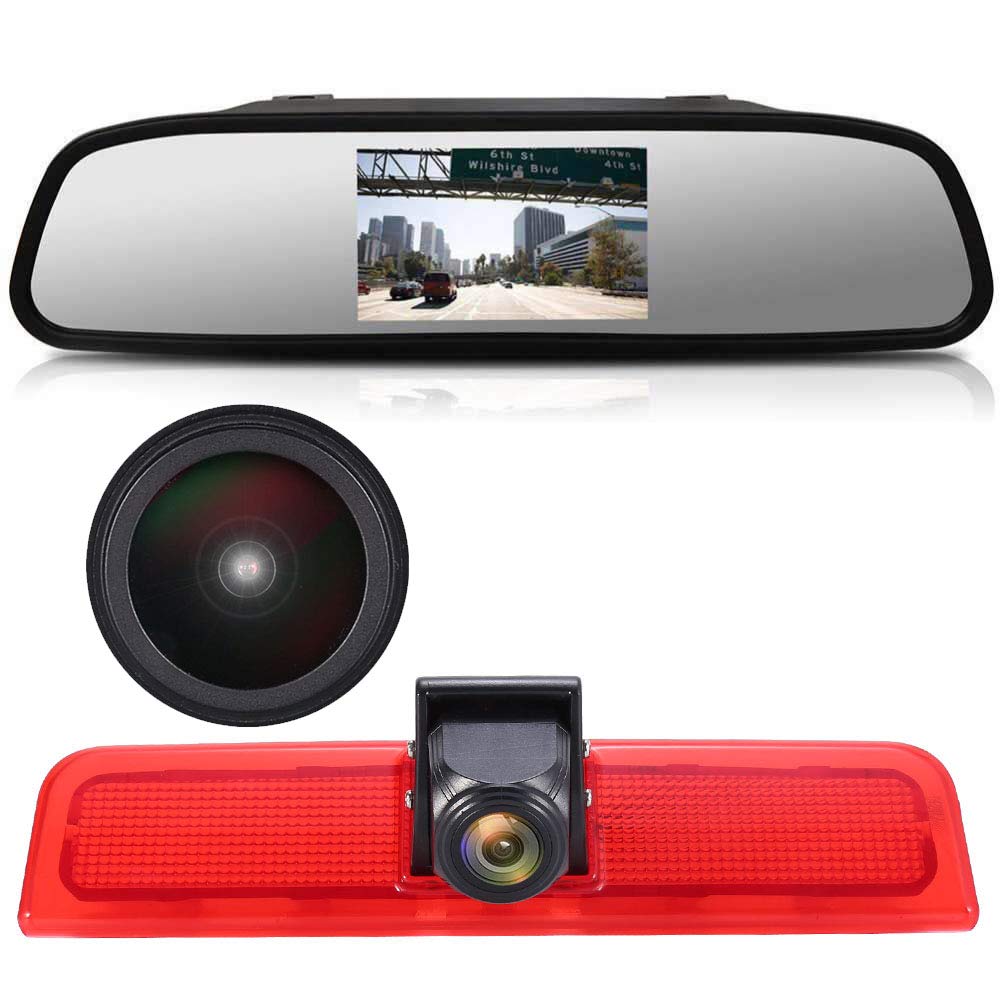 4.3'' Inch HD Rearview Mirror + 1280x720 Pixel 1000TV Lines Super HD Reversing Camera Rear View Backup Camera for VW Caddy Life 2K Facelift III Kasten 2KA Kombi Cross maxi Tdi dritte 3 2003-2014 Bj