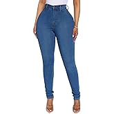 KUNMI Womens Classic High Waisted Skinny Stretch Butt Lifting Jeans Slim Fit Denim Pants