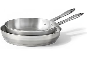 Lagostina Moderna 2-Piece Stainless Steel pan Set (26cm/10in & 30cm/12in), Commercial Capsule Base, Induction Ready, Dishwash