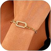 Chunky Gold Paperclip Bracelet for Women Layered Dainty Chain Cuban Link Gold Plated Non Tarnish Charm Bracelets Trendy Bridesmaids Bestie Jewelry Gifts for Valentines Day Birthday Christmas